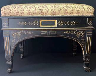  036 Vintage Hand Painted Piano Stool With Storage 