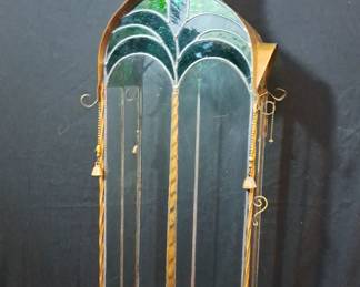  004 Antique Bronze and Glass Casing With Stained Glass Accents