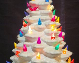 White Light Up Ceramic Tree 