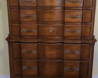  042 Vintage Provincial Highboy Dresser 