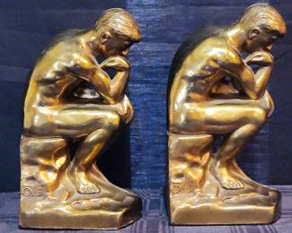 2 Brass Finish Metal Bookends 