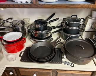 • Cast iron skillets •  Many Cooking pot’s & Pans
