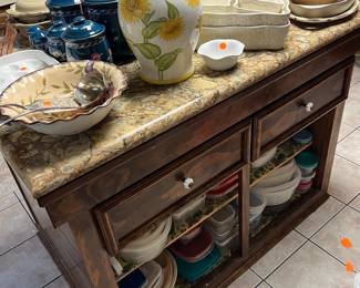 Large Heavy Handmade kitchen Island with granite top