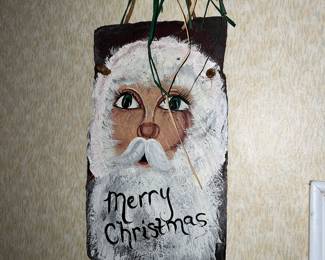 Painted Santa Christmas on Slate