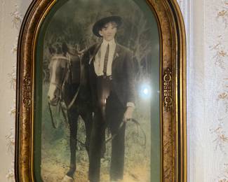 Antique Framed Photograph of Cowboy