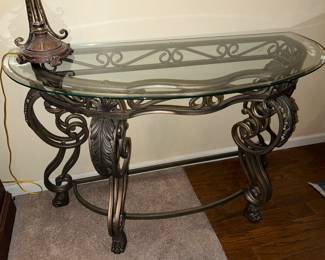 • Glass top Metal table 