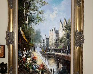 • Large European Oil Painting Signed by Pierre Tardieu