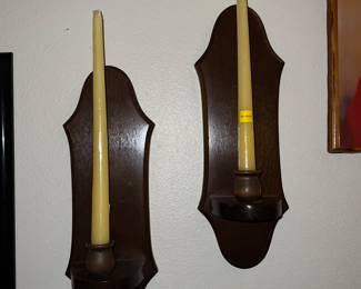 Wood candle sconces 