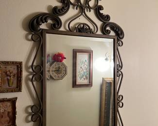 Large iron beveled mirror