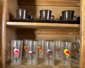 Check out the vintage fly fishing tumblers.