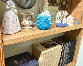 It is impossible to miss the blue hobnail Fenton bowl.