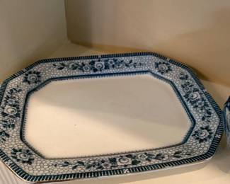 Antique Burleigh Ware Blue White Platter 