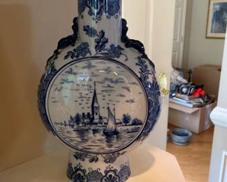 Chinese Blue and White Moon Flask Vase 