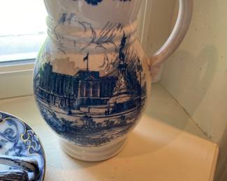 blue white ceramic pitcher 