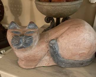 Large Wood Folk Art Cat - APM Co.