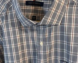 Tommy Hilfiger Men's Black/White Plaid Shirt - Size 2XL