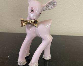 Pink Porcelain Sugar Textured Deer Figurine - Made in Japan