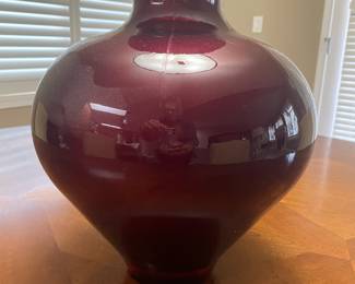 Red Glass Bulbous Vase