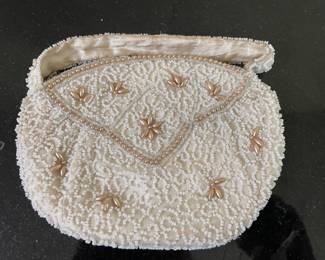 White Beaded Evening Purse
