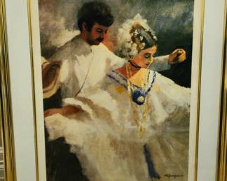 Panamanian Pollera Montuno dancers in traditional dress. We have jewelry and tembleque hair ornaments.