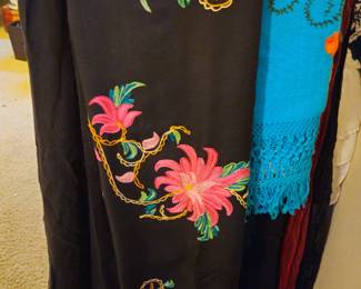 Two large shawls with embroidery