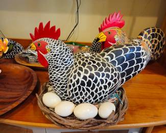 Hand crafted chickens by Soto from El Valle