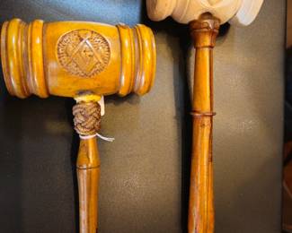 Wood gavels with Masonic logos