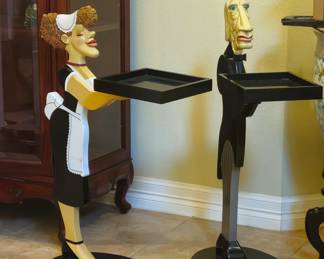Millie the Maid and the Butler serving stands.