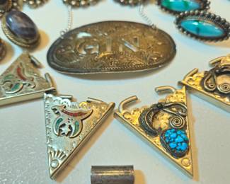 Sterling silver collar tabs and ladies vintage earrings