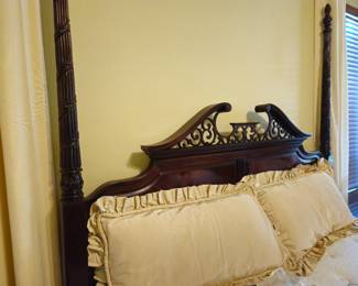 Beautiful mahogany four poster bed with adjustable mattress