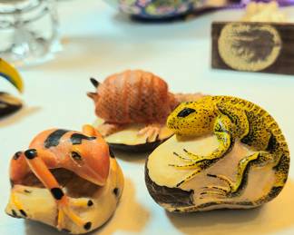 Tauga nut carvings have exceptional detail and vibrant color