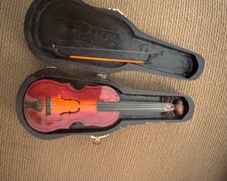 Miniature violin in case