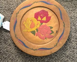 Vintage wood and floral coaster