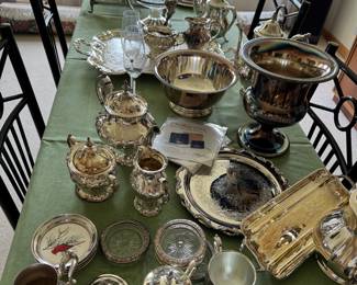 Loads of shiny silverplate, some sterling
