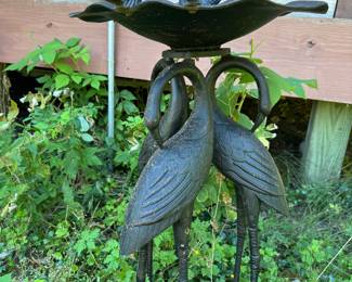 Beautiful crane birdbath