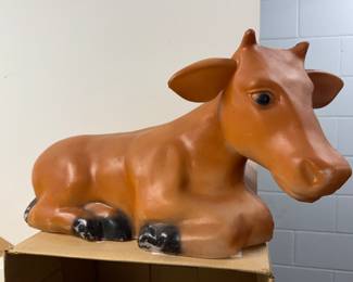 So, we found the rest of the vintage Blow Mold manger characters and animals in a pole barn… apparently this gal was a mascot at the vet “office” in warmer days.