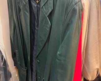 Vintage green leather coat