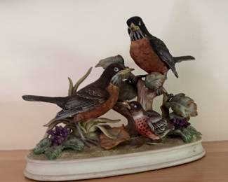 Andrea Sadek, A Family of Robins porcelain sculpture 