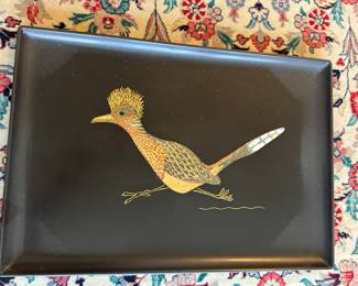 Vintage Couroc of Monterey Road Runner bar tray