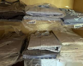 Quality men’s button down shirts, in dry cleaning packaging 