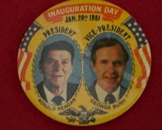 Reagan and Bush inauguration day pin