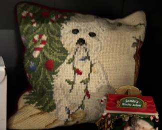 Vintage Westie needlepoint pillow