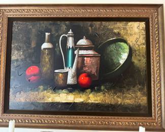 Vibrant MCM fruit, wine and a random tray art