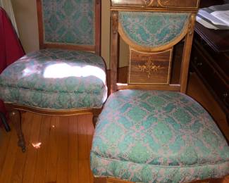 Pair of chairs with a newspaper article claiming an Aaron Burr provenance 