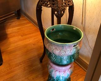 Majolica plant stand