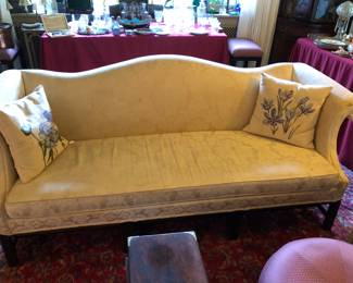 Camel back sofa, needs cleaning