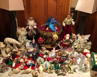 Beautiful glass figural Xmas ornaments 