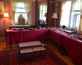 Jewelry room with Afghanistan, handmade rug in center