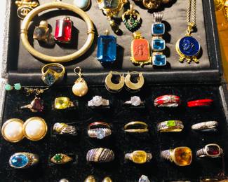 Fine Vintage to antique gold jewelry with semi precious stones. (Will not be in the house until the morning of the sale and removed each evening). House is alarmed & watched by neighbors & police. 