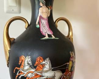 Painted urn style table lamps